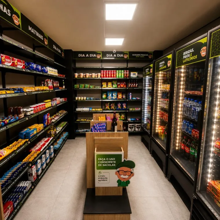 Loja do Mercadinho do Seo Juca instalada em um condomínio